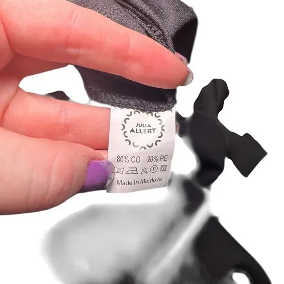 Julia Allert Black Midi Dress Floral Appliqué XL NWT - Picture 5 of 6